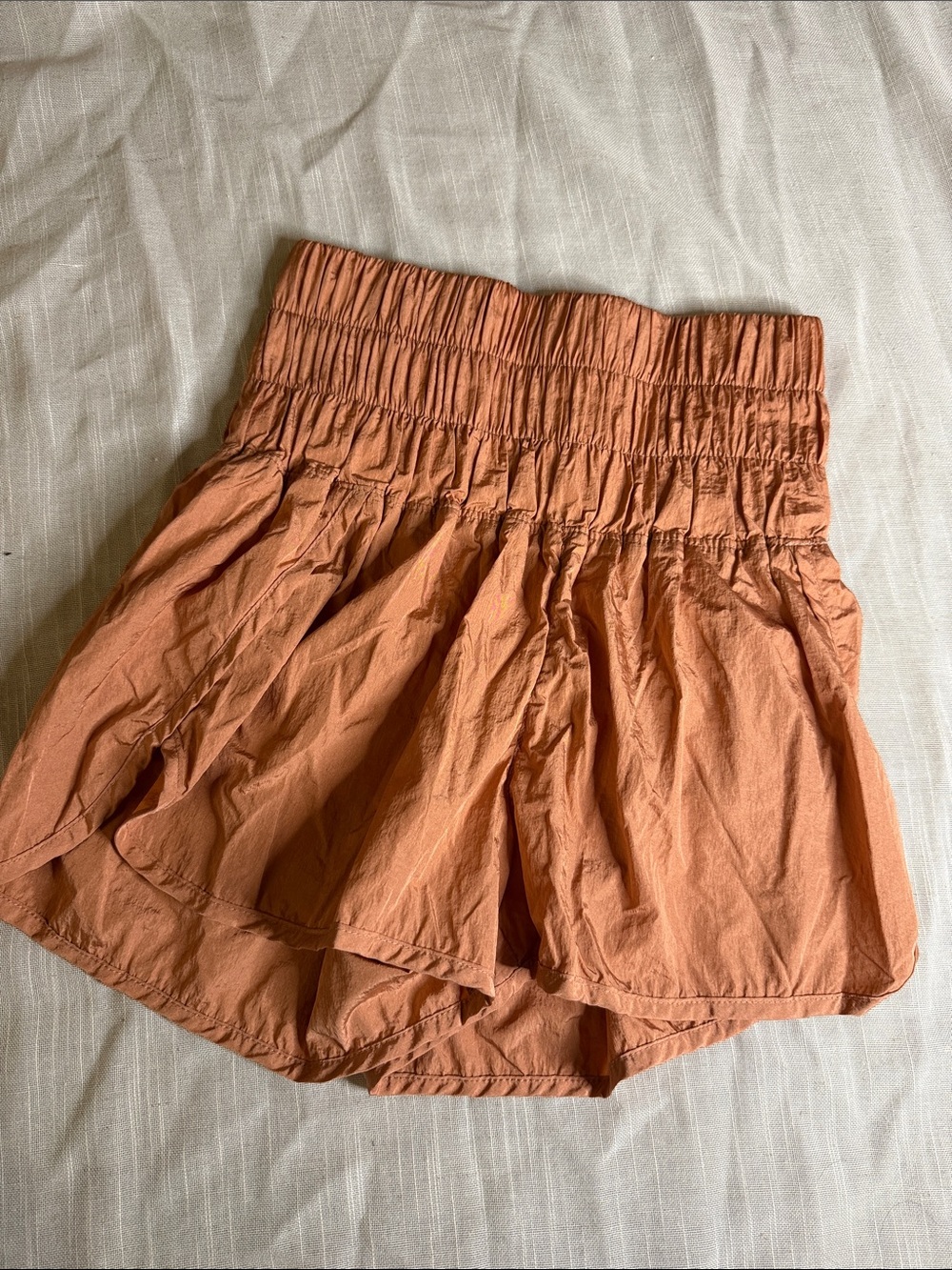 Free People Rust Orange Smocked Waist Athletic Shorts
